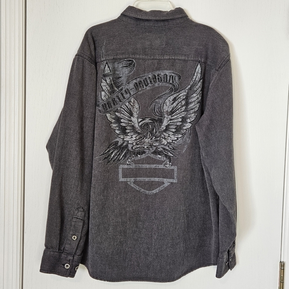 Men's Harley Davidson Button Up Long Sleeve Shirt - Picture 2 of 7